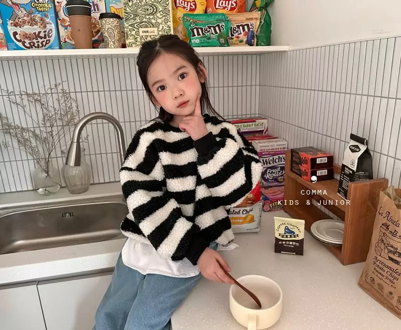 Comma - Korean Children Fashion - #magicofchildhood - Big Stripes Sweatshirt - 4