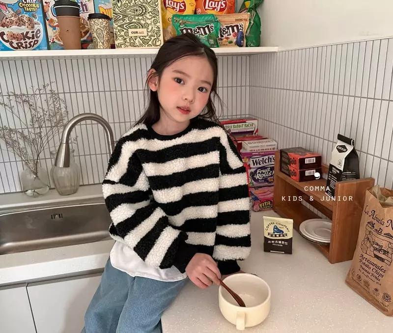 Comma - Korean Children Fashion - #prettylittlegirls - Big Stripes Sweatshirt - 5