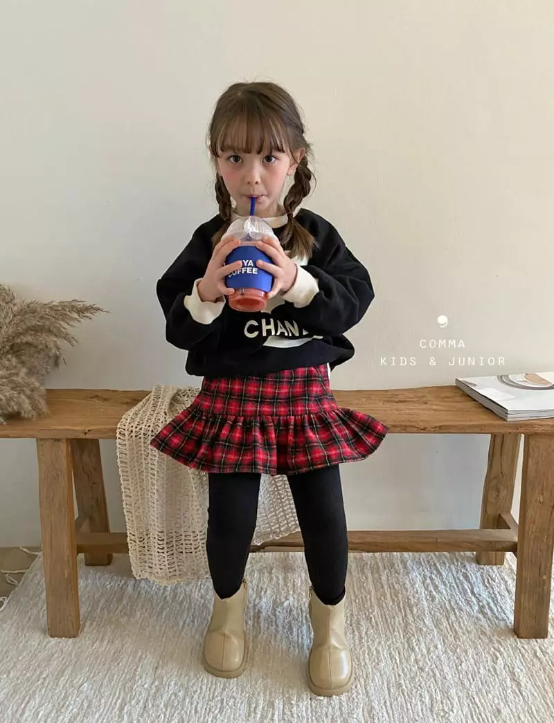 Comma - Korean Children Fashion - #toddlerclothing - Check Skrit Leggings