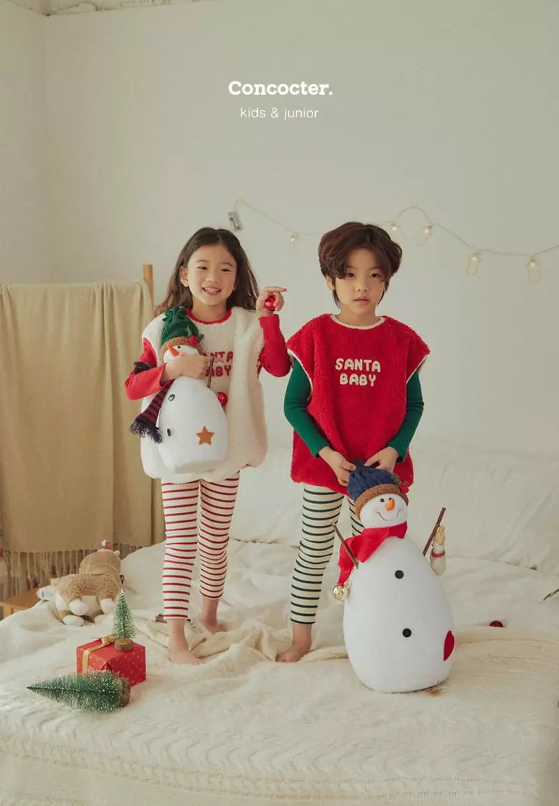 Concocter - Korean Children Fashion - #toddlerclothing - Merry Stripes Leggings - 7