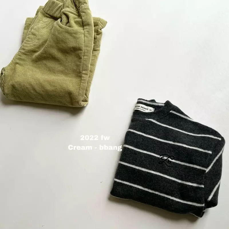 Cream Bbang - Korean Children Fashion - #designkidswear - Fleece Stripes Embrodiery Tee - 5