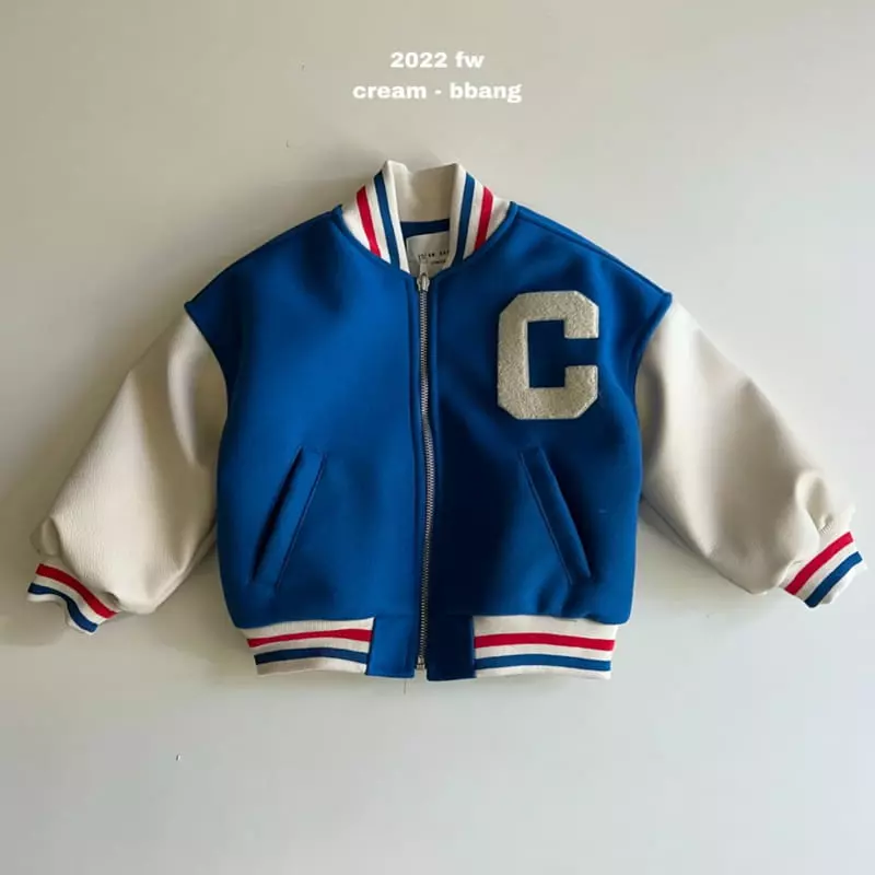 Cream Bbang - Korean Children Fashion - #discoveringself - Leather Color Baseball Jumper - 9