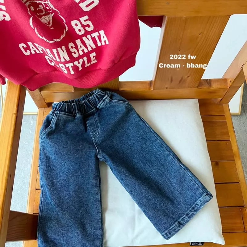Cream Bbang - Korean Children Fashion - #kidsshorts - Fleece Denim Pants - 4