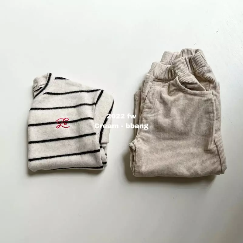 Cream Bbang - Korean Children Fashion - #magicofchildhood - Fleece Stripes Tee - 9