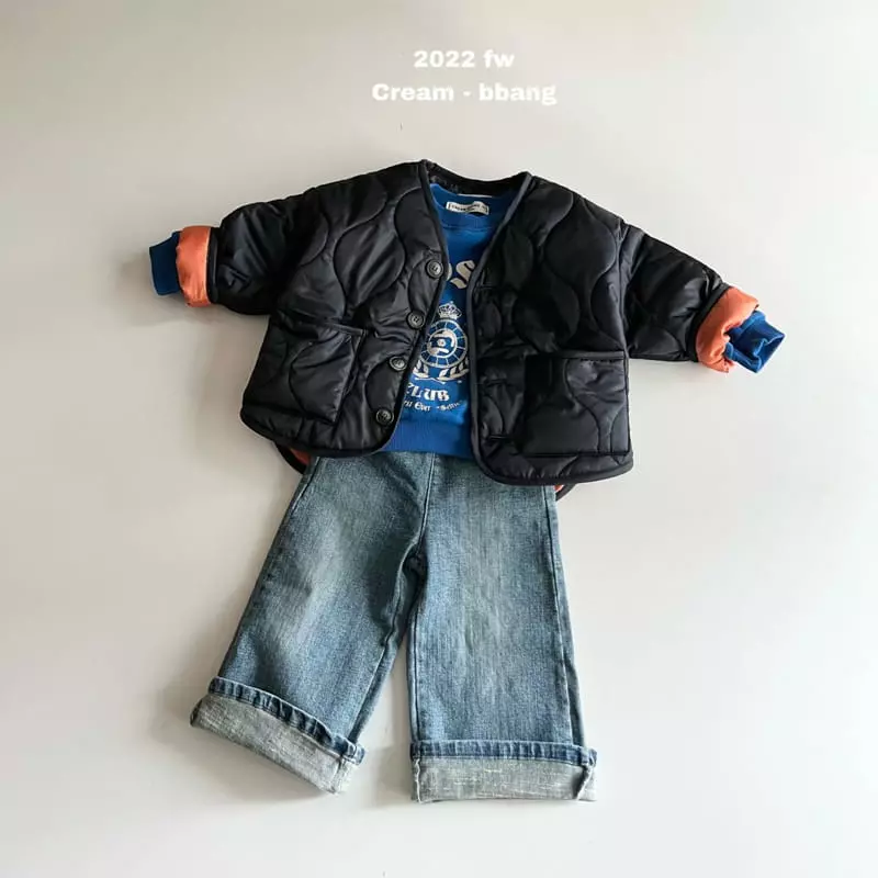Cream Bbang - Korean Children Fashion - #minifashionista - Fleece Denim Wide Pants - 9