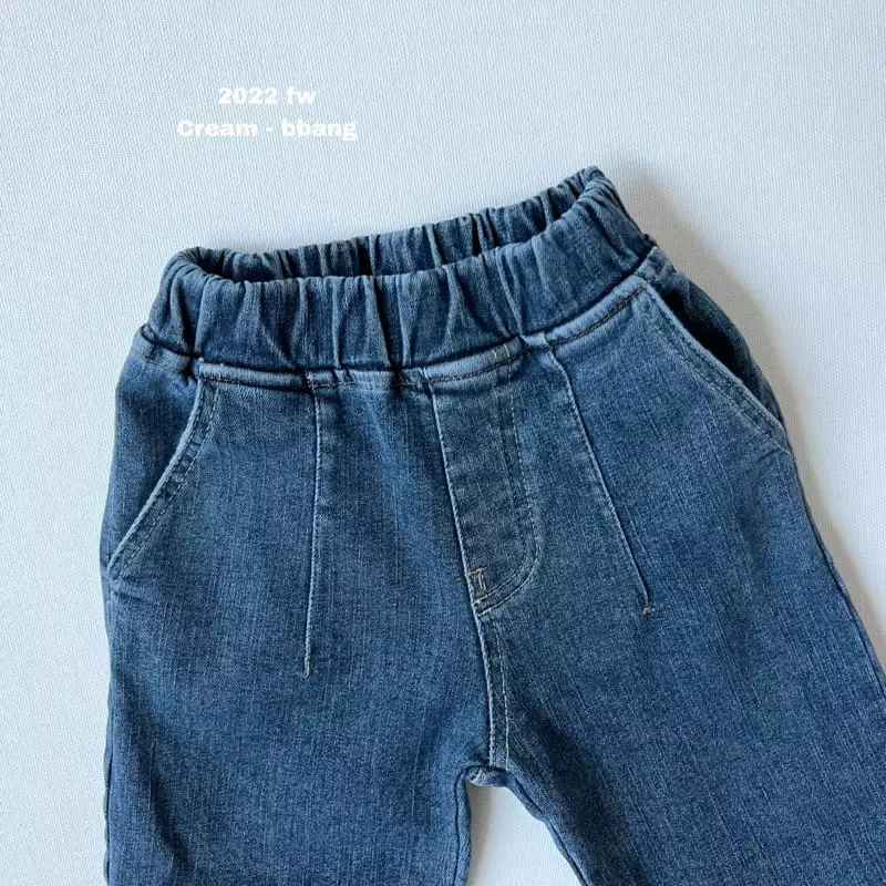Cream Bbang - Korean Children Fashion - #todddlerfashion - Fleece Pintuck Jeans - 6