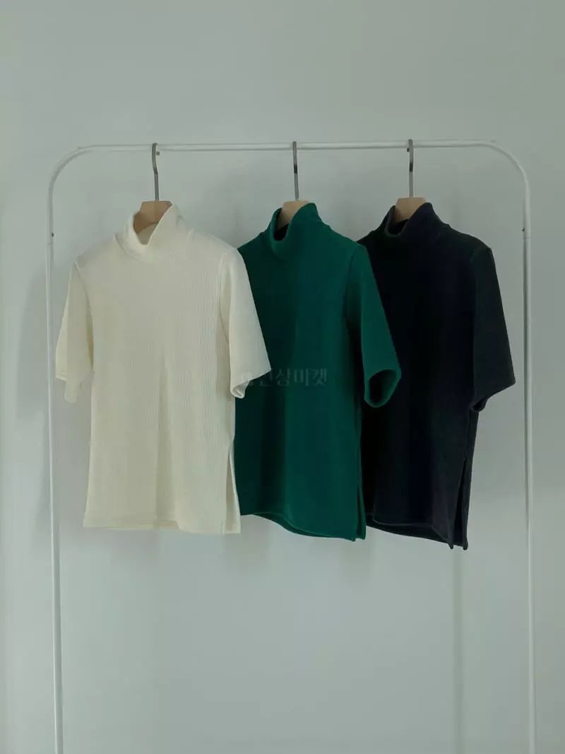 Creamvilla - Korean Women Fashion - #womensfashion - Slit Turtleneck Tee - 4