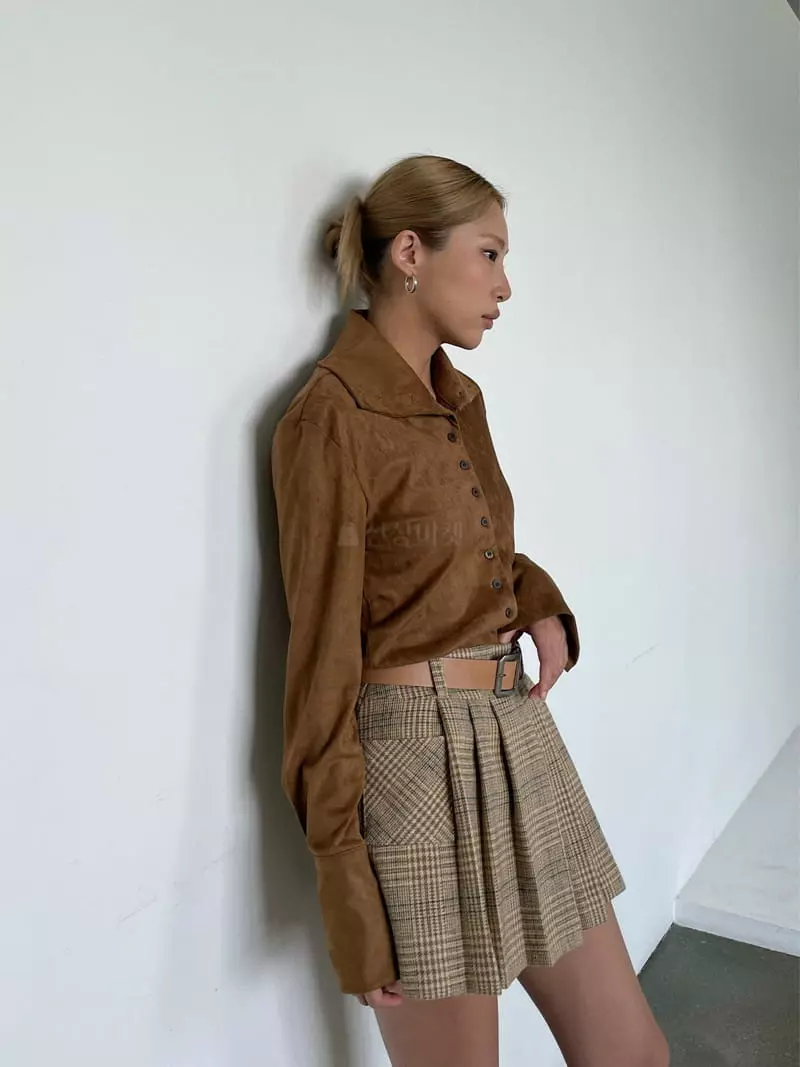 Creamvilla - Korean Women Fashion - #womensfashion - Western Suede Shirt - 5