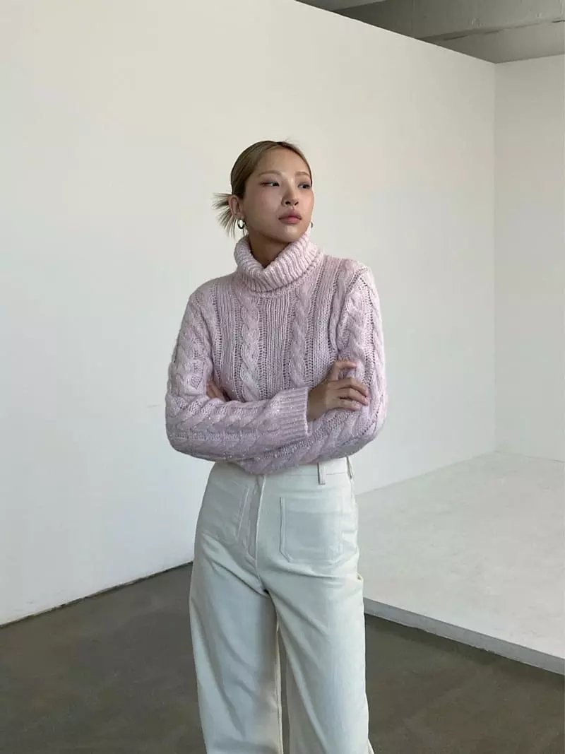 Creamvilla - Korean Women Fashion - #momslook - Lgossy Cable Knit Tee - 4