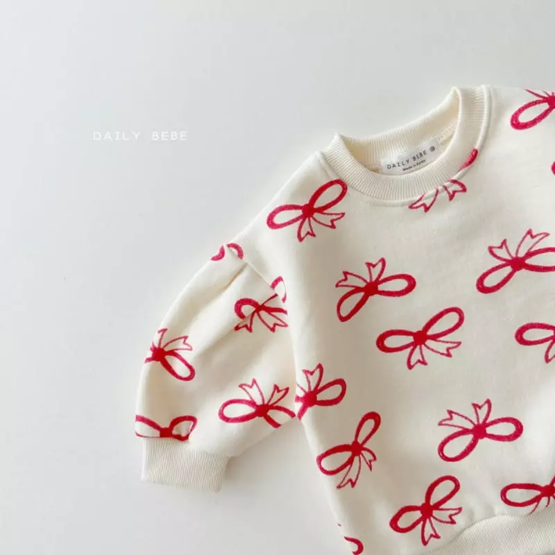 Daily Bebe - Korean Children Fashion - #Kfashion4kids - Ribbon Puff Sweatshirt - 6