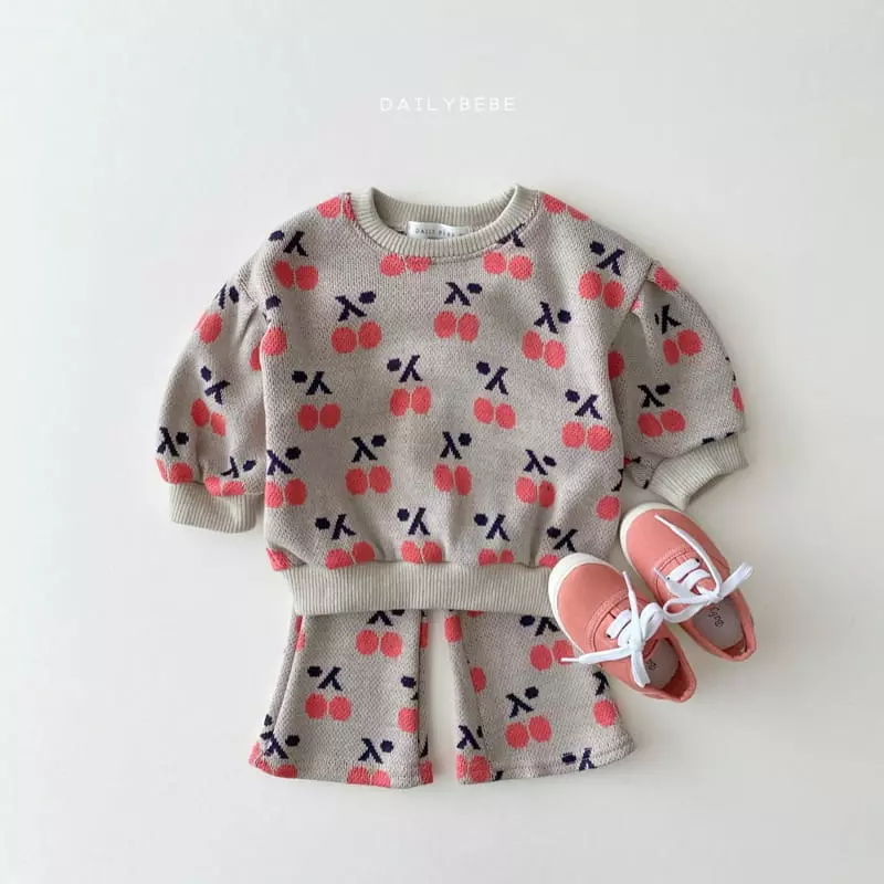 Daily Bebe - Korean Children Fashion - #Kfashion4kids - Jacquard Top Bottom Set