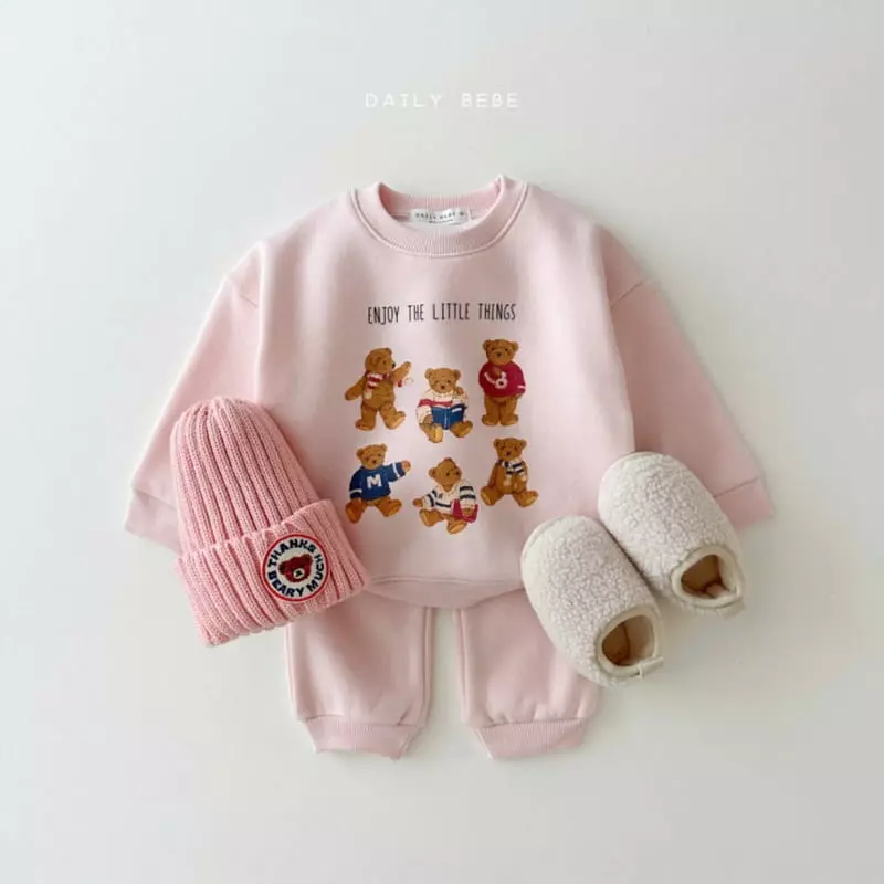 Daily Bebe - Korean Children Fashion - #childofig - Vintage Bear Top Bottom Set - 2