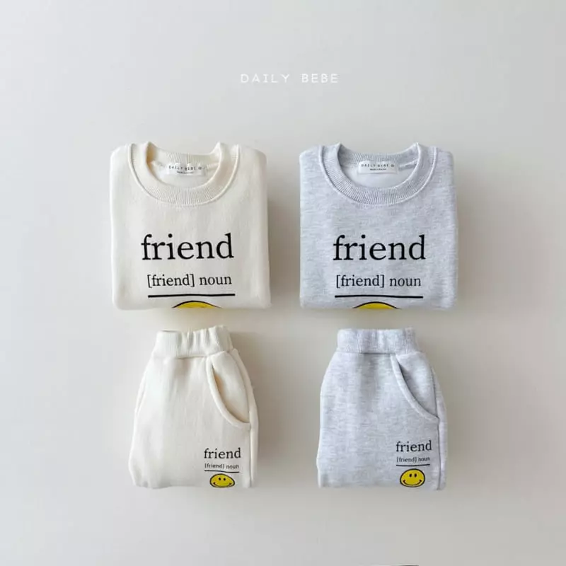 Daily Bebe - Korean Children Fashion - #childofig - Smile Lettering Top Bottom Set - 6