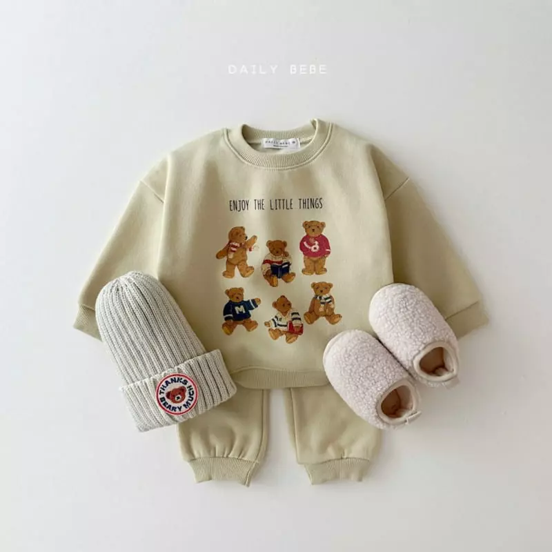 Daily Bebe - Korean Children Fashion - #childrensboutique - Vintage Bear Top Bottom Set - 4