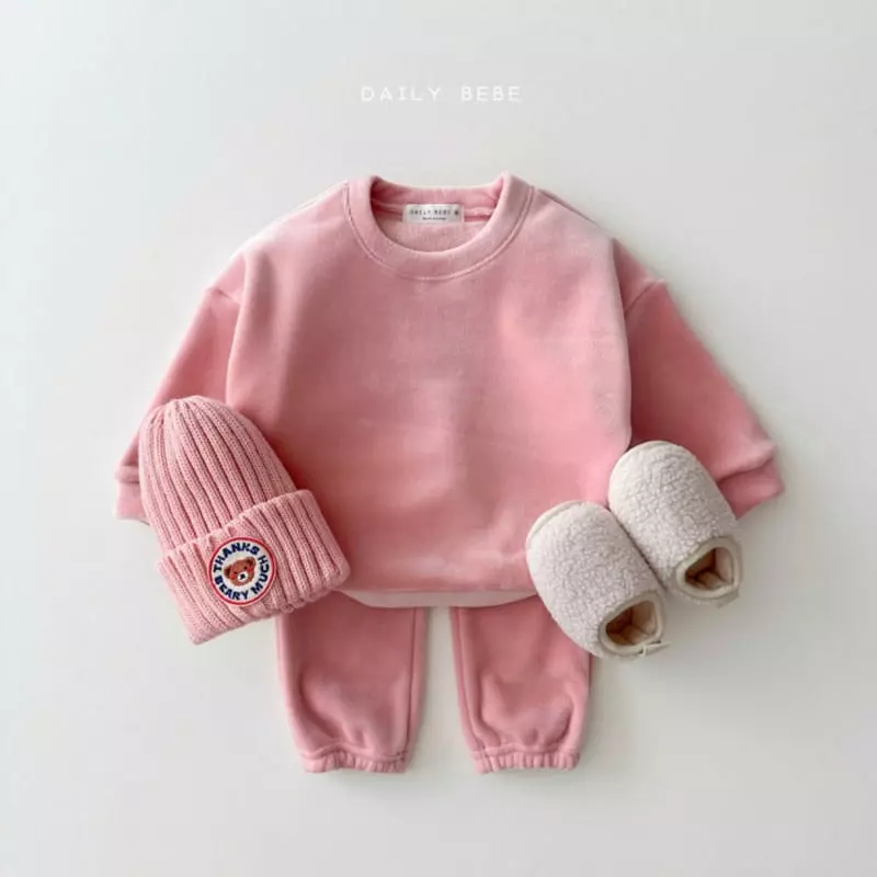 Daily Bebe - Korean Children Fashion - #designkidswear - Mink Jogger Top Bottom Set - 2