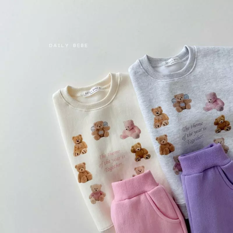 Daily Bebe - Korean Children Fashion - #designkidswear - Color Bear Top Bottom Set - 7