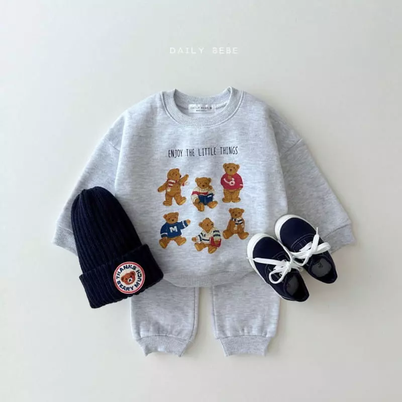 Daily Bebe - Korean Children Fashion - #discoveringself - Vintage Bear Top Bottom Set - 5