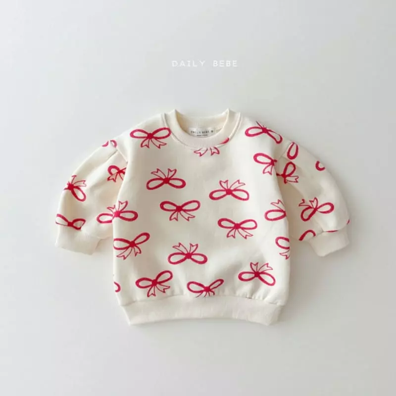 Daily Bebe - Korean Children Fashion - #discoveringself - Ribbon Puff Sweatshirt
