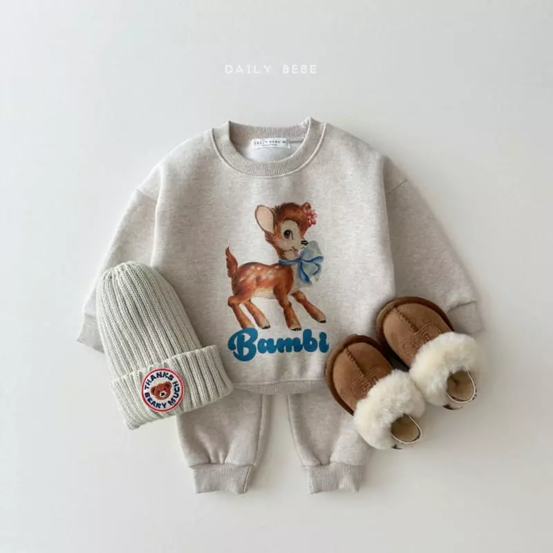 Daily Bebe - Korean Children Fashion - #fashionkids - Barnie Bambi Top Bottom Set - 2
