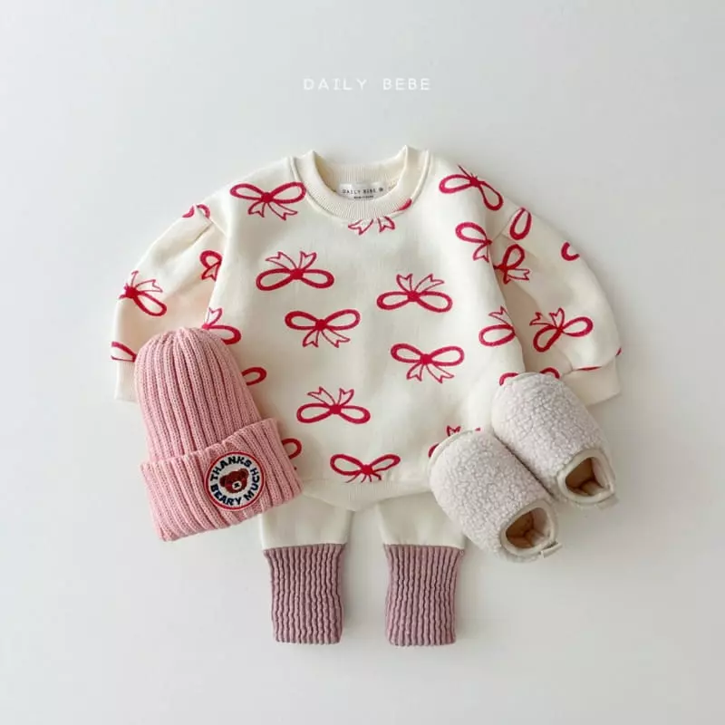 Daily Bebe - Korean Children Fashion - #fashionkids - Ribbon Puff Sweatshirt - 2