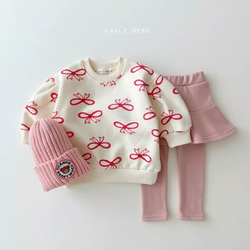 Daily Bebe - Korean Children Fashion - #kidsshorts - Ribbon Puff Sweatshirt - 3