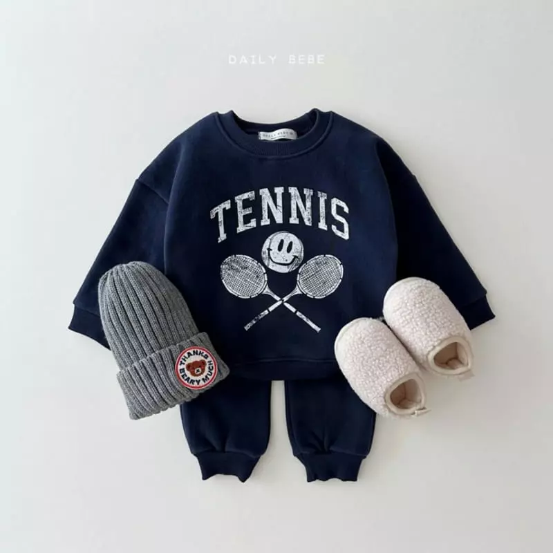Daily Bebe - Korean Children Fashion - #kidsstore - Tennis Smile Top Bottom Set - 3