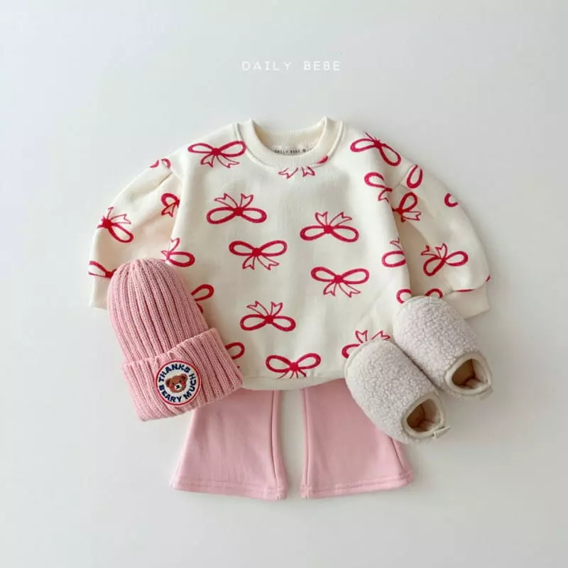 Daily Bebe - Korean Children Fashion - #kidsshorts - Ribbon Puff Sweatshirt - 4