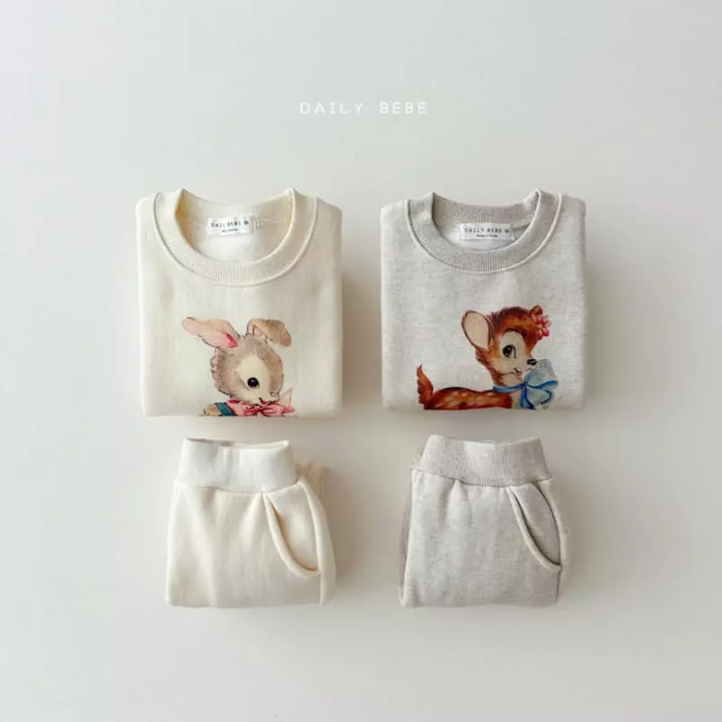 Daily Bebe - Korean Children Fashion - #kidzfashiontrend - Barnie Bambi Top Bottom Set - 5