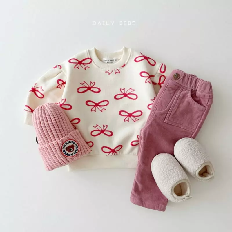 Daily Bebe - Korean Children Fashion - #kidzfashiontrend - Ribbon Puff Sweatshirt - 5