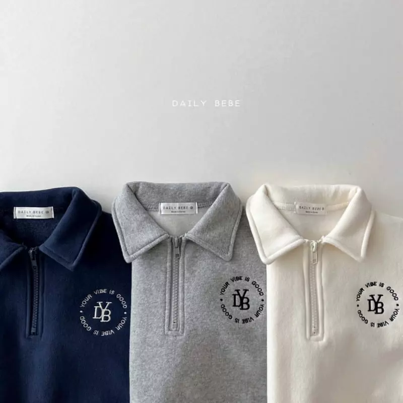 Daily Bebe - Korean Children Fashion - #Kfashion4kids - Collar Half Zip-up Top Bottom Set - 4