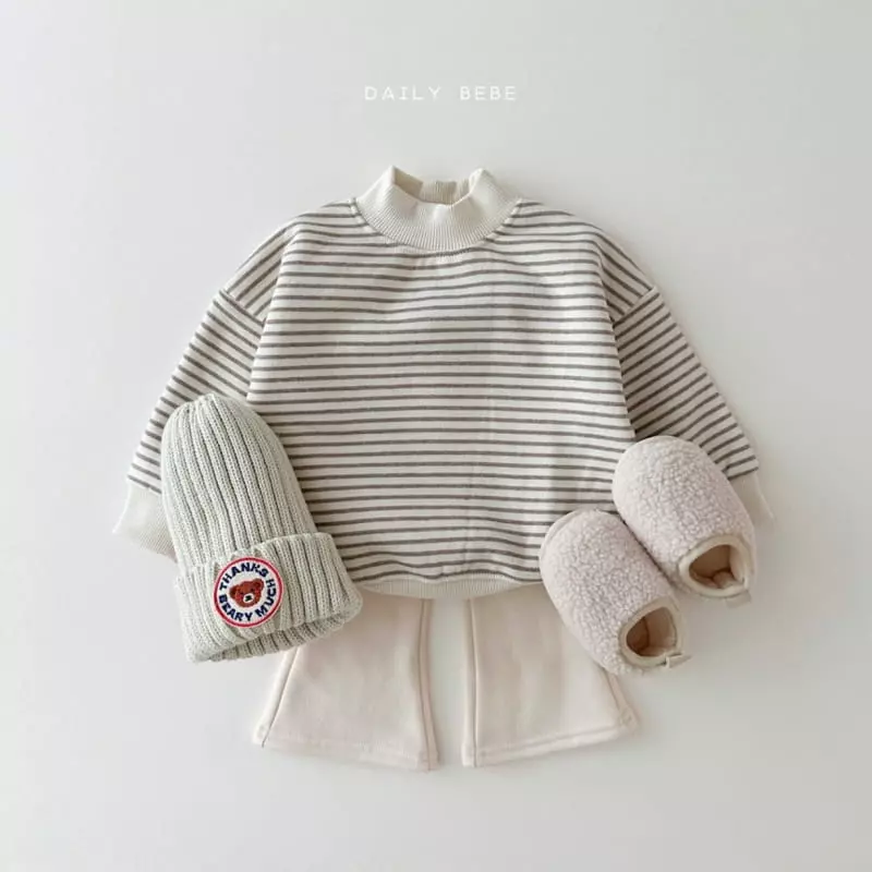 Daily Bebe - Korean Children Fashion - #littlefashionista - Half Turtleneck Stripes Sweatshirt - 5