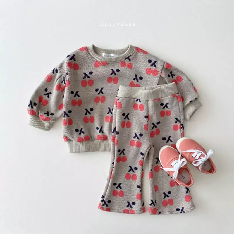 Daily Bebe - Korean Children Fashion - #littlefashionista - Jacquard Top Bottom Set - 2