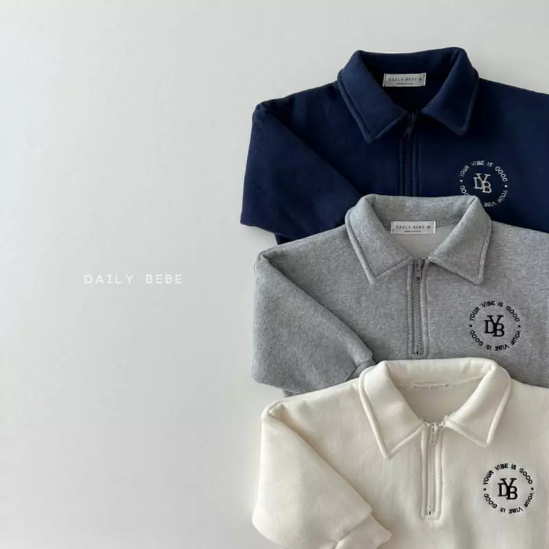 Daily Bebe - Korean Children Fashion - #magicofchildhood - Collar Half Zip-up Top Bottom Set - 5