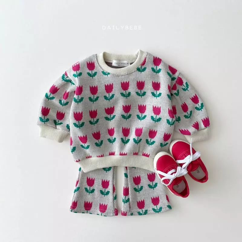 Daily Bebe - Korean Children Fashion - #magicofchildhood - Jacquard Top Bottom Set - 3