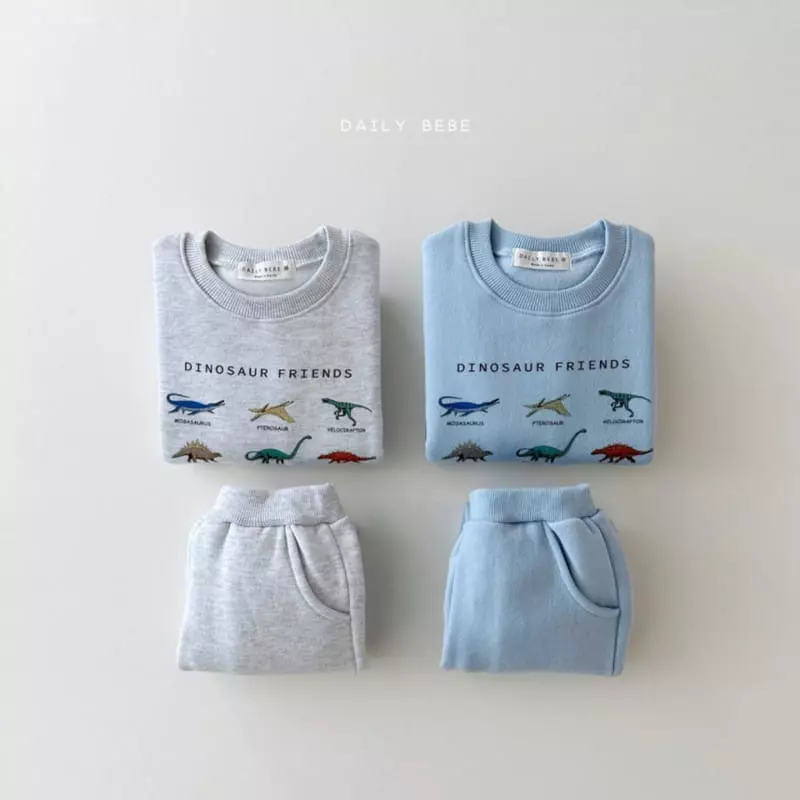 Daily Bebe - Korean Children Fashion - #minifashionista - Dino Top Bottom Set - 4