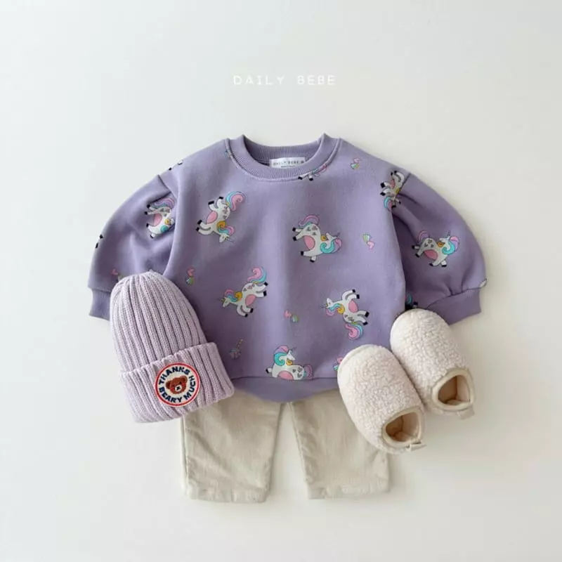 Daily Bebe - Korean Children Fashion - #todddlerfashion - Unicorn Sweatshirt - 12