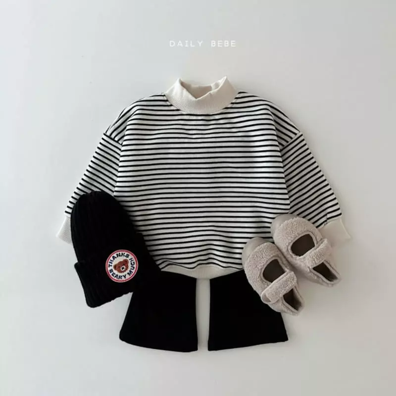 Daily Bebe - Korean Children Fashion - #toddlerclothing - Half Turtleneck Stripes Sweatshirt - 10