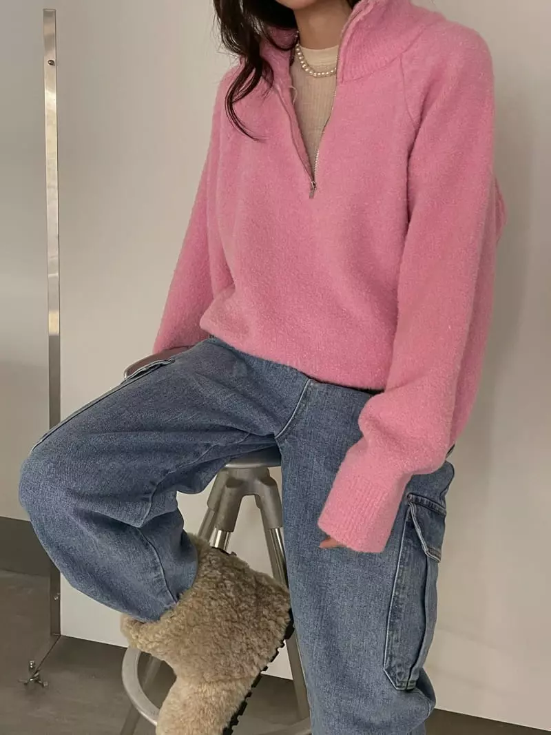 Dailyjud - Korean Women Fashion - #momslook - Bookle Zip-up Knit Tee - 2