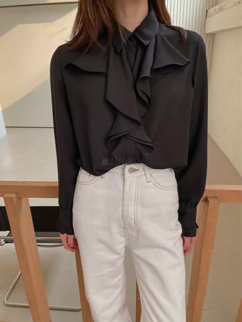 Dailyjud - Korean Women Fashion - #restrostyle - Neck Frill Blouse - 7
