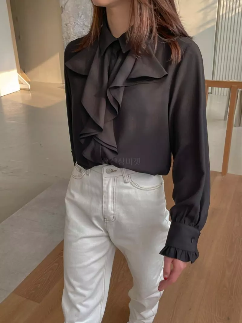 Dailyjud - Korean Women Fashion - #romanticstyle - Neck Frill Blouse - 8