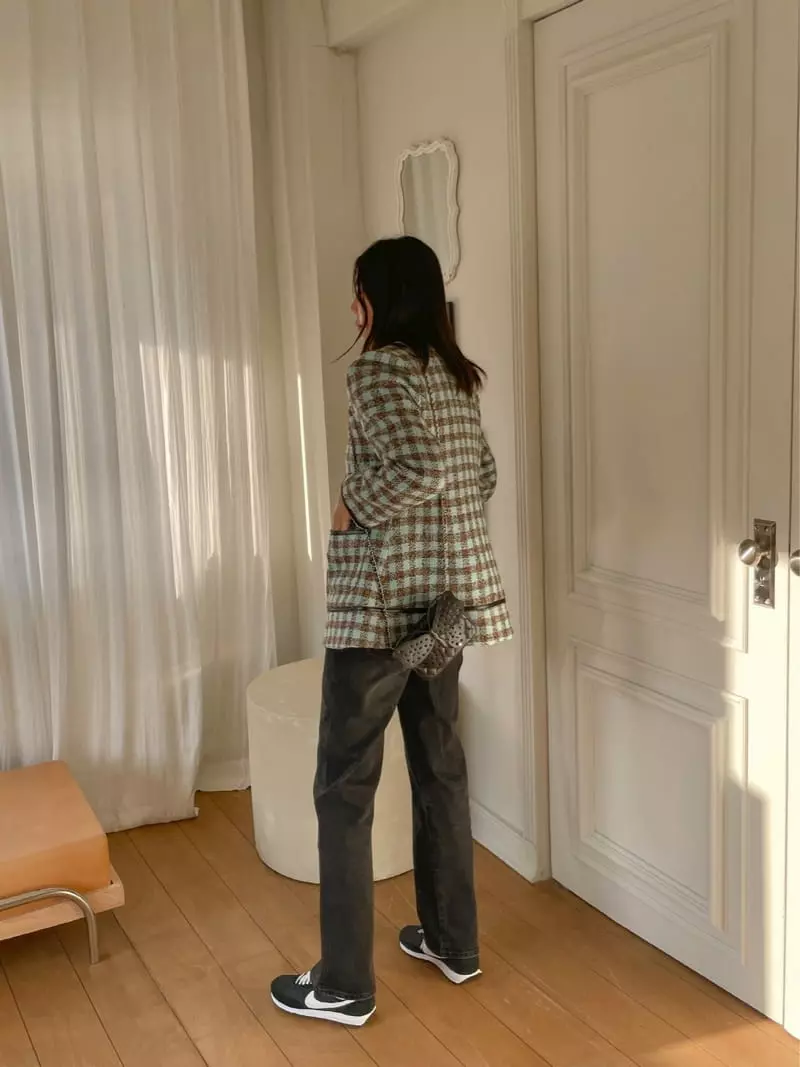 Dailyjud - Korean Women Fashion - #romanticstyle - Check Twid Set Jacket - 4