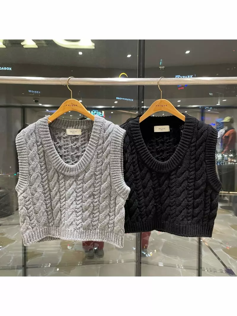 Dailyjud - Korean Women Fashion - #vintageinspired - Cable Knit Vest