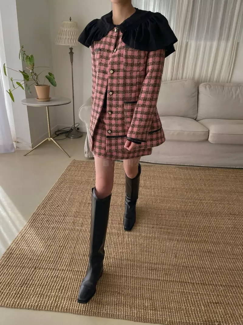 Dailyjud - Korean Women Fashion - #vintagekidsstyle - Check Twid Set Skirt