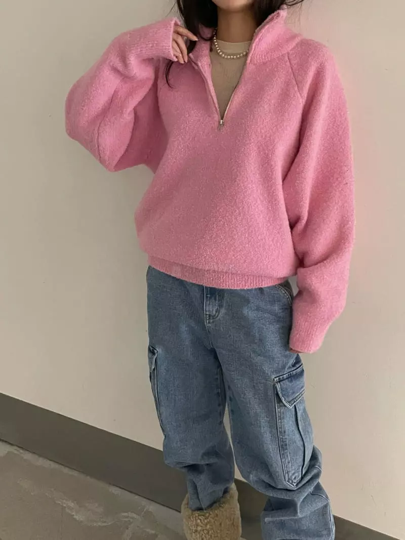 Dailyjud - Korean Women Fashion - #womensfashion - Bookle Zip-up Knit Tee