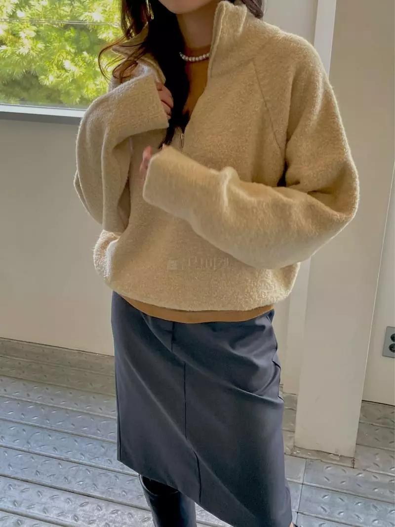 Dailyjud - Korean Women Fashion - #womensfashion - Bookle Zip-up Knit Tee - 9