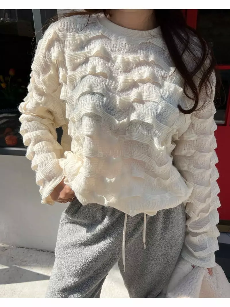 Dayday - Korean Women Fashion - #momslook - Wave Knit Tee - 3