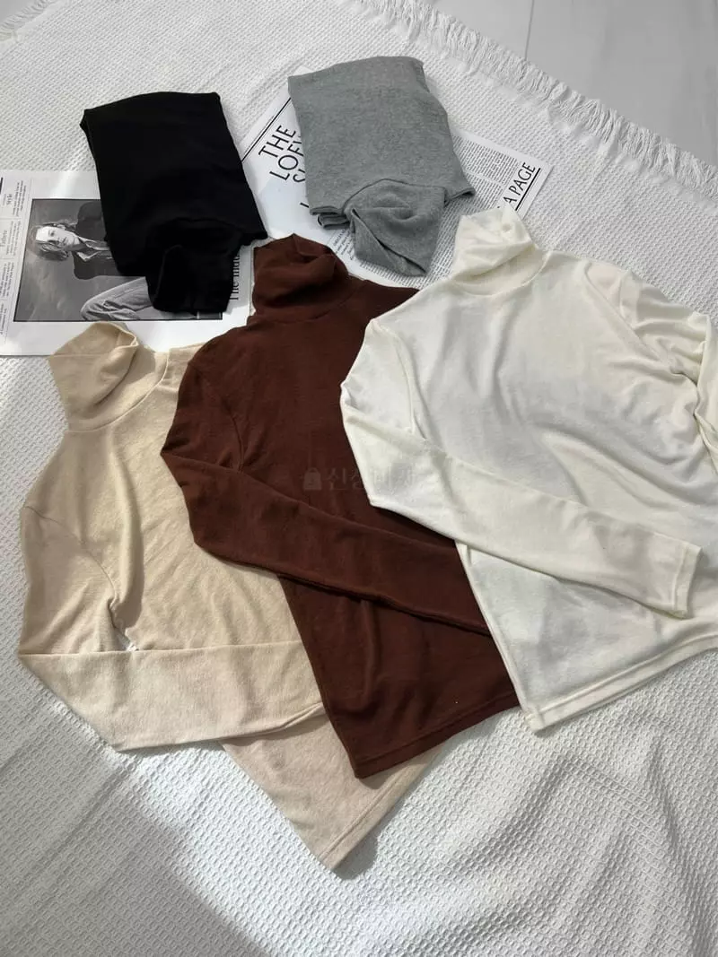 Dayday - Korean Women Fashion - #momslook - Turtleneck Tee - 11