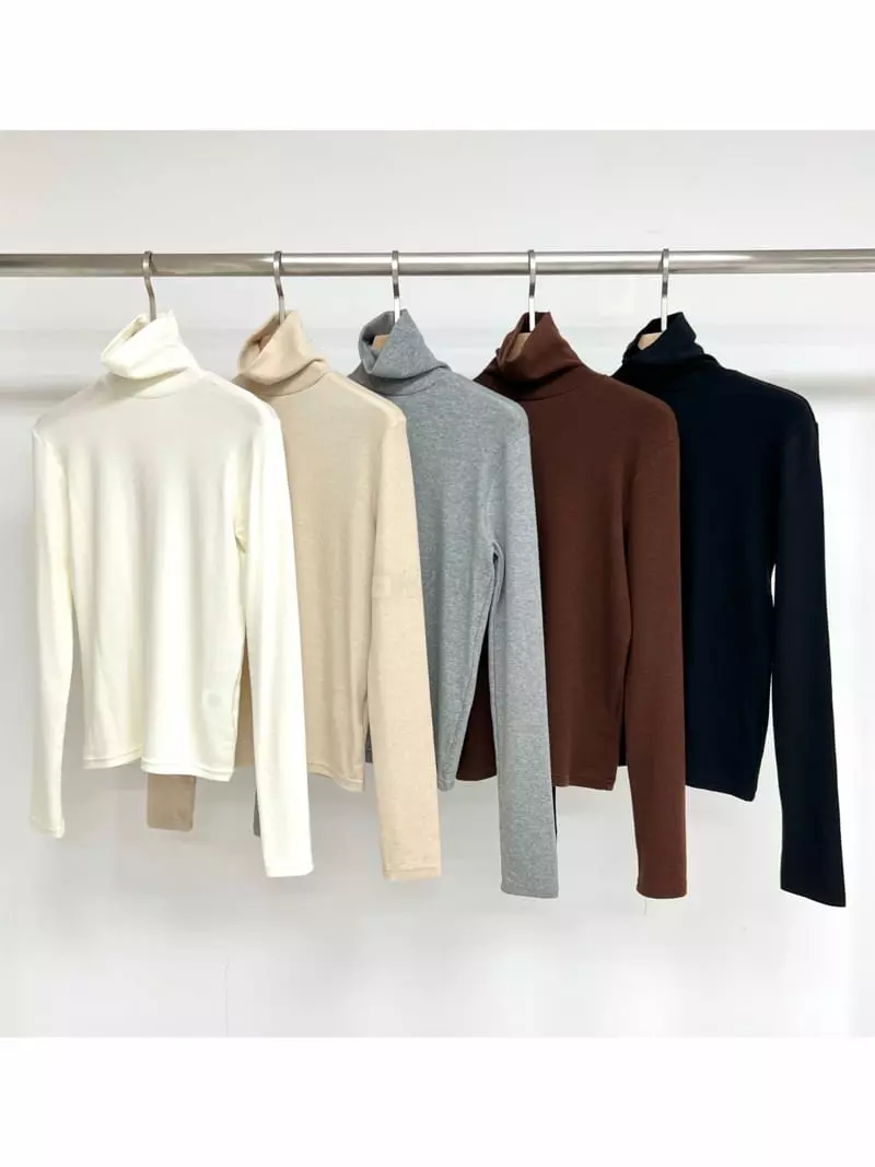 Dayday - Korean Women Fashion - #momslook - Turtleneck Tee - 12