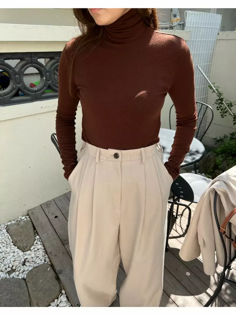 Dayday - Korean Women Fashion - #momslook - Turtleneck Tee - 6