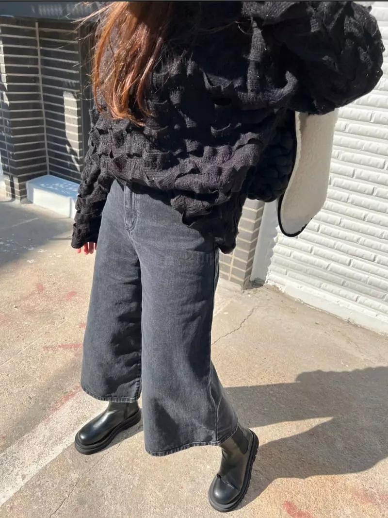 Dayday - Korean Women Fashion - #momslook - Wide Black Jeans